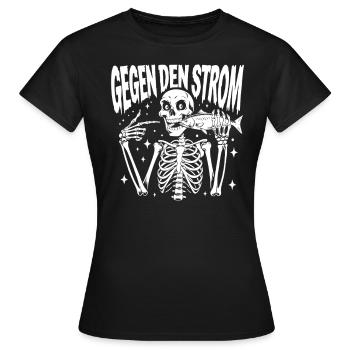 Against the Tide Skeleton with Fish black/white - Women's T-Shirt - black - Front - AI Model Female 172 dark (172cm)