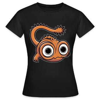 Drôle de petit monstre avec de grands yeux - T-shirt Femme - noir - Devant - AI Model Female 172 dark (172cm)