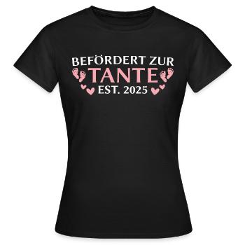 Befördert zur Tante est. 2025 Babyparty - Frauen T-Shirt - Schwarz - Vorne - AI Model Female 172 dark (172cm)