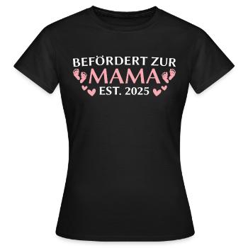 Befördert zur Mama est. 2025 Babyparty - Frauen T-Shirt - Schwarz - Vorne - AI Model Female 172 dark (172cm)
