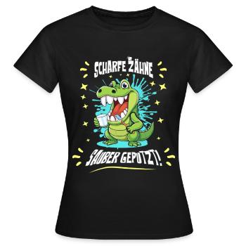 Hygiène dentaire crocodile - T-shirt Femme - noir - Devant - AI Model Female 172 dark (172cm)