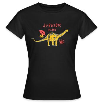 Jurassic Park Brachiosauru Yellow And Blue - Women's T-Shirt - black - Front - AI Model Female 172 dark (172cm)