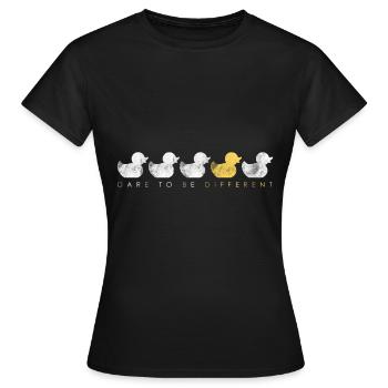 Sei anders. Cooler Spruch Ente Kücken - Frauen T-Shirt - Schwarz - Vorne - AI Model Female 172 dark (172cm)