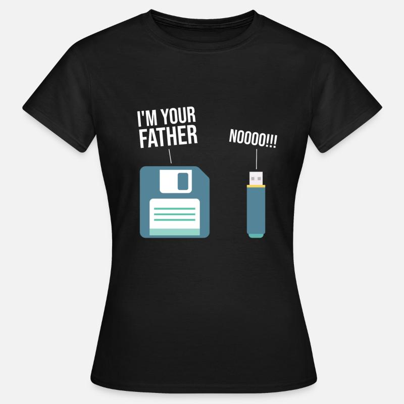 Lustig 90er Floppy Disk Computer USB - Frauen T-Shirt - Schwarz