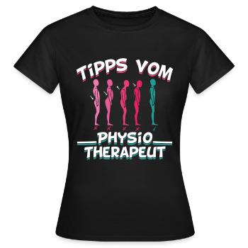 Physiothérapeute Physiothérapeute Physio Tips - T-shirt Femme - noir - Devant - AI Model Female 172 dark (172cm)