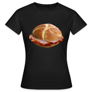 Leberkas Semmel Bayern Fromage de foie Fromage à la viande - T-shirt Femme - noir - Devant - AI Model Female 172 dark (172cm)
