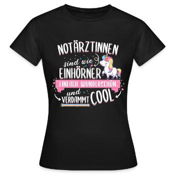 Notärztin Notarzt Ärztin Arzt Einhorn Spruch Beruf - Frauen T-Shirt - Schwarz - Vorne - AI Model Female 172 dark (172cm)