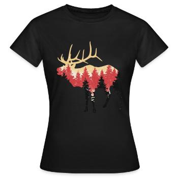 Orignal, cerf, élan, forêt, animal, forêt, animaux - T-shirt Femme - noir - Devant - AI Model Female 172 dark (172cm)