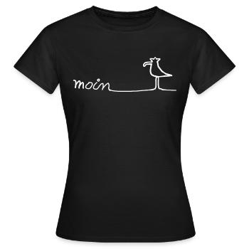 Moin Norddeutschland Heimat Küste Möwe - Frauen T-Shirt - Schwarz - Vorne - AI Model Female 172 dark (172cm)