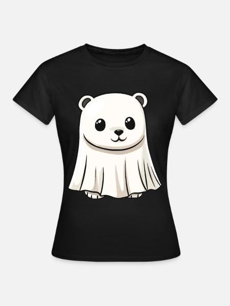 Eisbär Halloween Comic Geist - Frauen T-Shirt - Schwarz