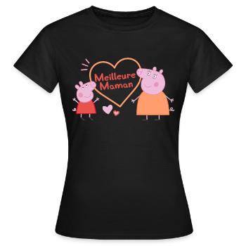 Peppa Pig Design Meilleure Maman Pepa & Mama Pig - Women's T-Shirt - black - Front - AI Model Female 172 dark (172cm)