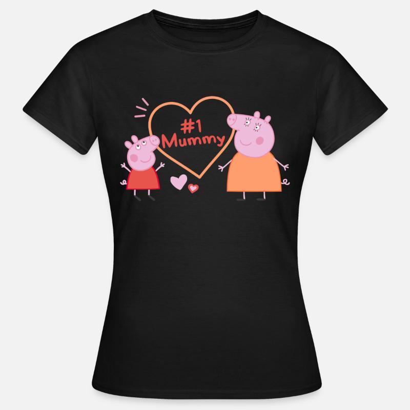 Peppa Pig Design No. 1 Mummy: Peppa & Mama Wutz - Frauen T-Shirt - Schwarz