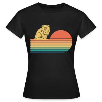 Perser Katze Retro Vintage - Frauen T-Shirt - Schwarz - Vorne - AI Model Female 172 dark (172cm)