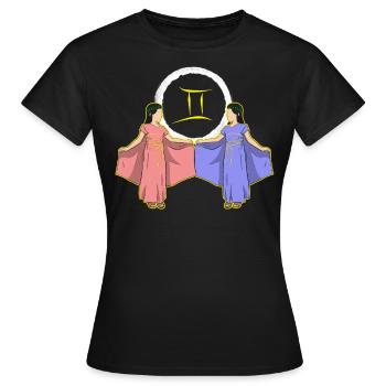 Sternzeichen Zwilling Gemini - Frauen T-Shirt - Schwarz - Vorne - AI Model Female 172 dark (172cm)
