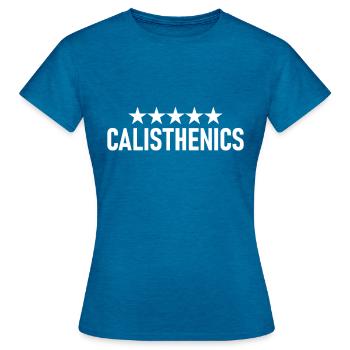 Calisthenics! - Frauen T-Shirt - Antikblaues Saphir meliert - Vorne - AI Model Female 172 dark (172cm)