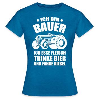 Ich bin bauer - Frauen T-Shirt - Antikblaues Saphir meliert - Vorne - AI Model Female 172 dark (172cm)