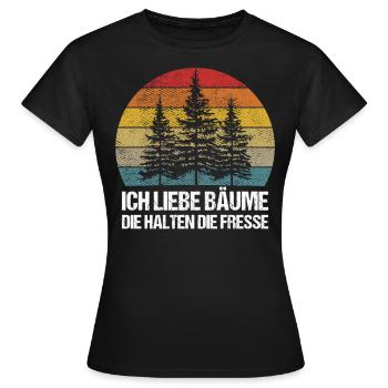 Ich liebe Bäume die halten die Fresse - Frauen T-Shirt - Schwarz - Vorne - AI Model Female 172 dark (172cm)