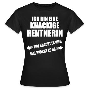 Knackige Rentnerin Rente - Frauen T-Shirt - Schwarz - Vorne - AI Model Female 172 dark (172cm)