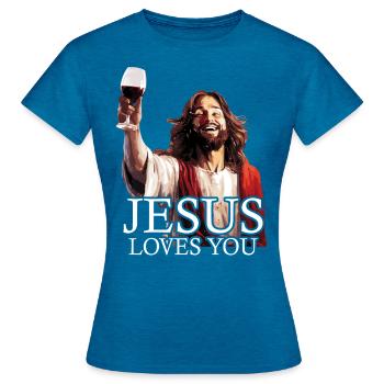 Jesus Christus - Frauen T-Shirt - Antikblaues Saphir meliert - Vorne - AI Model Female 172 dark (172cm)