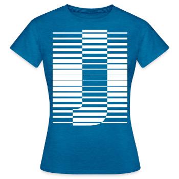 LETTER J - Women's T-Shirt - antique blue sapphire heather - Front - AI Model Female 172 dark (172cm)