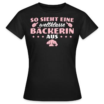 So sieht eine weltklasse Bäckerin aus - Frauen T-Shirt - Schwarz - Vorne - AI Model Female 172 dark (172cm)