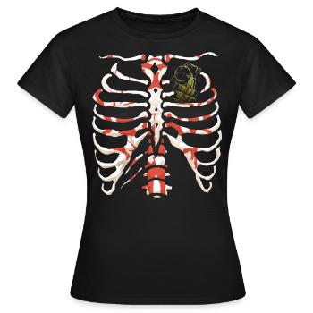 Cage thoracique en os humain avec grenade - T-shirt Femme - noir - Devant - AI Model Female 172 dark (172cm)