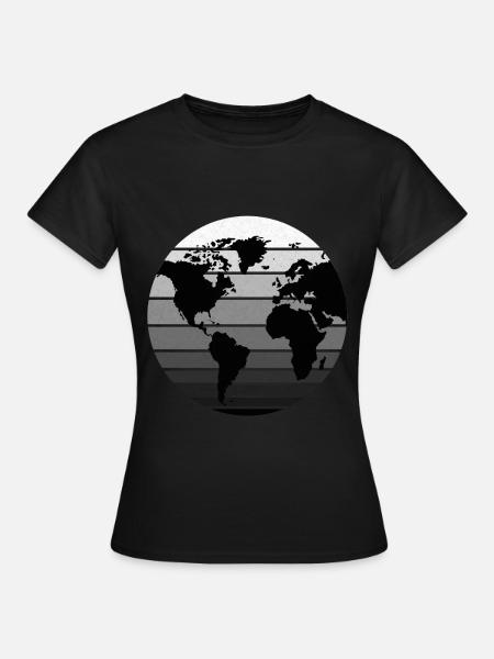 Weltkugel, Erde, im retro vintage Look. Erdkugel - Frauen T-Shirt - Schwarz
