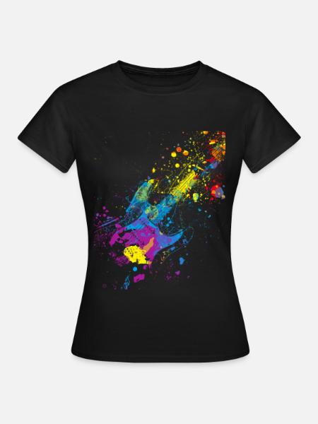 Bunte Gitarre Musiker Geschenkidee für Gitarristen - Frauen T-Shirt - Schwarz