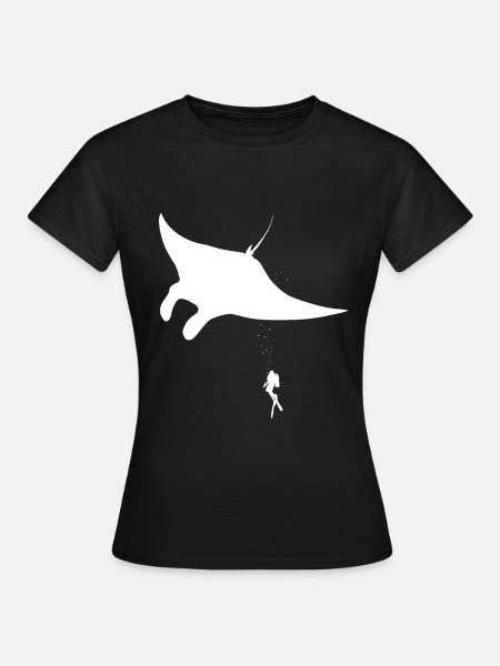 Taucher Geschenk Diving Rochen - Frauen T-Shirt - Schwarz