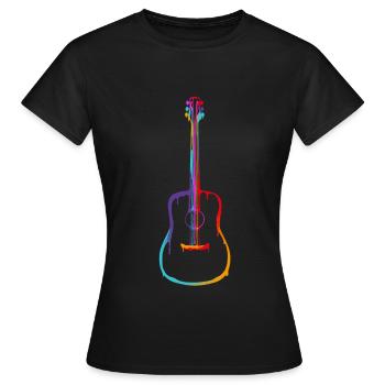 Dégradé de couleur Guitare acoustique - T-shirt Femme - noir - Devant - AI Model Female 172 dark (172cm)