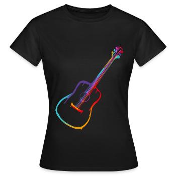 Dégradé de couleur Guitare acoustique - T-shirt Femme - noir - Devant - AI Model Female 172 dark (172cm)