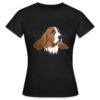 Basset Hound - T-shirt Femme - noir - Devant - AI Model Female 172 dark (172cm)