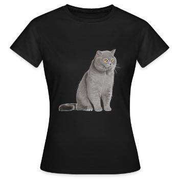 Britisch Kurzhaar Katze - Frauen T-Shirt - Schwarz - Vorne - AI Model Female 172 dark (172cm)