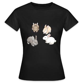 Hasen - Frauen T-Shirt - Schwarz - Vorne - AI Model Female 172 dark (172cm)
