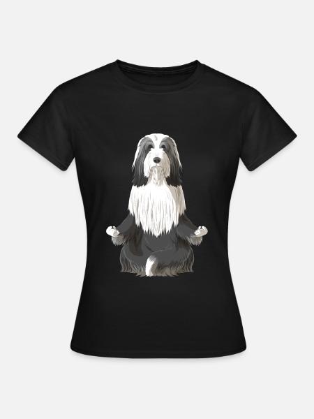 Bearded Collie Hund Meditation - Frauen T-Shirt - Schwarz