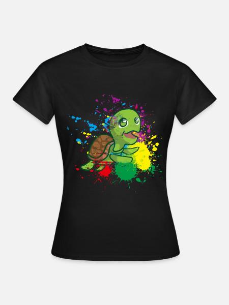 Farbige Schildkröte - Frauen T-Shirt - Schwarz