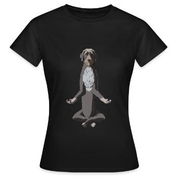 Méditant allemand Piqûre chien - T-shirt Femme - noir - Devant - AI Model Female 172 dark (172cm)