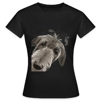 Curieux Chien Deerhound - T-shirt Femme - noir - Devant - AI Model Female 172 dark (172cm)