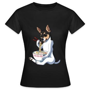 Anime japonais Guide Terrier chien Ramen - T-shirt Femme - noir - Devant - AI Model Female 172 dark (172cm)