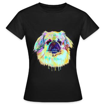 Splash Tibetan Spaniel Dog - Women's T-Shirt - black - Front - AI Model Female 172 dark (172cm)