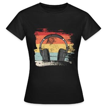 Retro 80er 90er Kopfhörer - Frauen T-Shirt - Schwarz - Vorne - AI Model Female 172 dark (172cm)