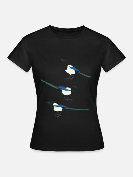 Lustige Vögel Elster - Dame-T-shirt - sort