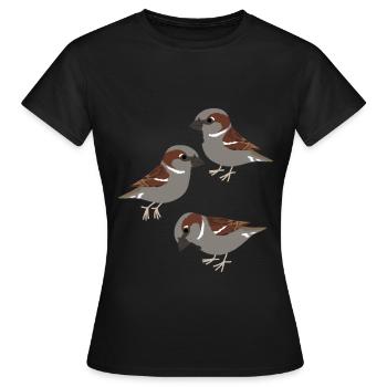 Moineaux domestiques Oiseaux Moineaux - T-shirt Femme - noir - Devant - AI Model Female 172 dark (172cm)
