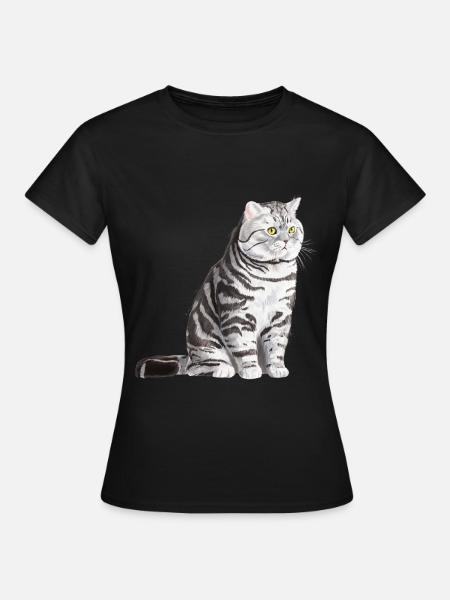 Sitzende Tabby Britisch Kurzhaar Katze - Frauen T-Shirt - Schwarz