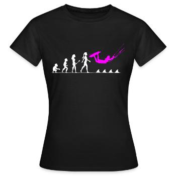 Die Evolution zur Kitesurferin - Frauen T-Shirt - Schwarz - Vorne - AI Model Female 172 dark (172cm)