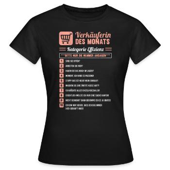 Verkäuferin Des Monats | Kundenfragen Einzelhandel - Frauen T-Shirt - Schwarz - Vorne - AI Model Female 172 dark (172cm)