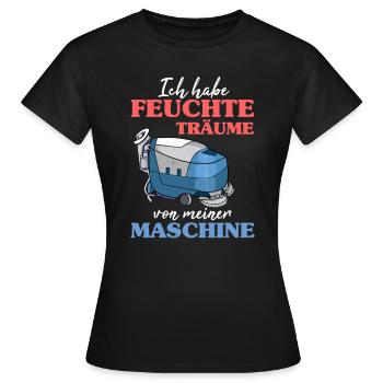 Putzmann Putzfrau Gebäudereiniger Putz Maschine - Frauen T-Shirt - Schwarz - Vorne - AI Model Female 172 dark (172cm)