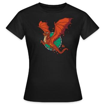 Dungeons & Dragons DND Roter Drache - Frauen T-Shirt - Schwarz - Vorne - AI Model Female 172 dark (172cm)