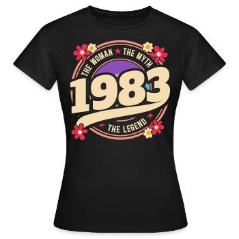 Femme 1983 La Légende 40 Ans Anniversaire - T-shirt Femme - noir - Devant - AI Model Female 172 dark (172cm)