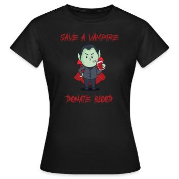 Rette einen Vampir, spende Blut - - Frauen T-Shirt - Schwarz - Vorne - AI Model Female 172 dark (172cm)
